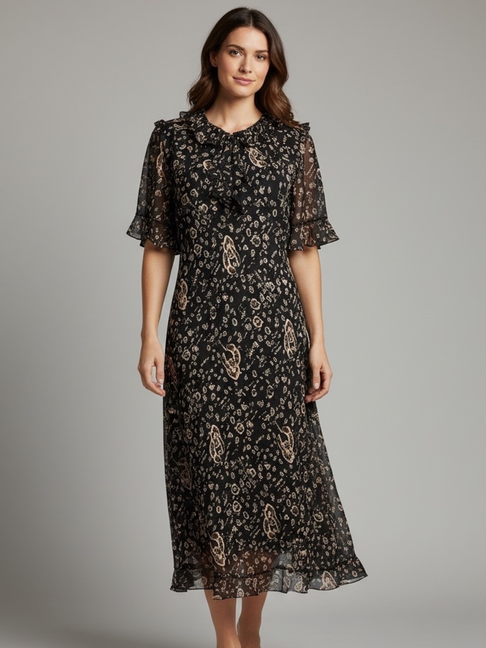 Vintage 90’s “Lapis” 100% Silk Beaded Midi Dress